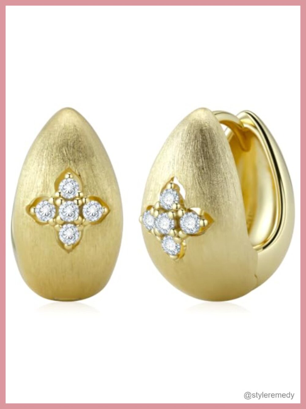 Moissanite Chunky Hoop Earrings 925 Sterling Silver 14K Gold Plated
